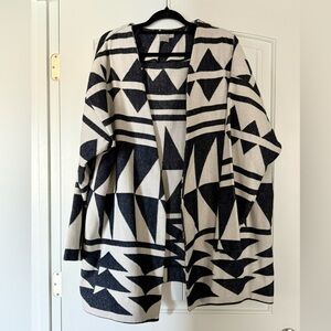 ASOS Southwest Navy & White Open Oversized Cardigan Poncho Sweater Coat